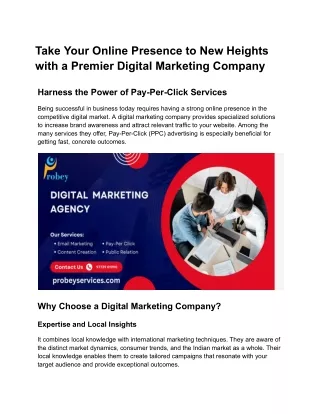 Take Your Online Presence to New Heights with a Premier Digital Marketing Company