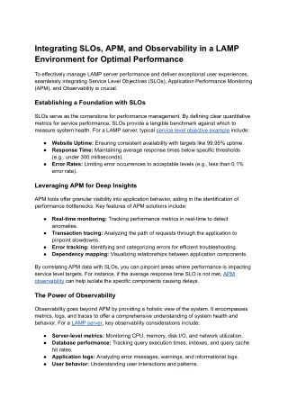 Integrating SLOs, APM, and Observability in a LAMP Environment for Optimal Performance