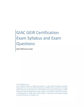 GIAC GEIR Certification Exam Syllabus and Exam Questions