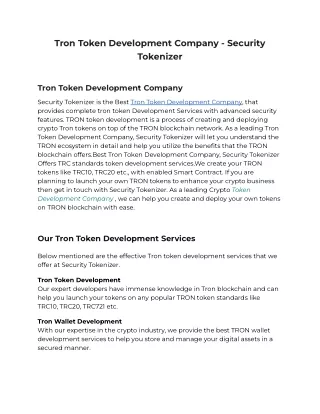 Tron Token Development Company - Security Tokenizer