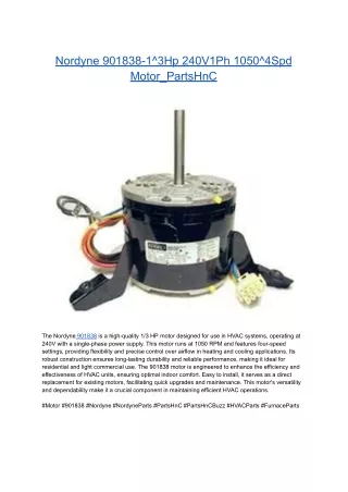 Nordyne 901838-1^3Hp 240V1Ph 1050^4Spd Motor_PartsHnC