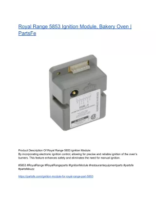 Royal Range 5853 Ignition Module, Bakery Oven - PartsFe