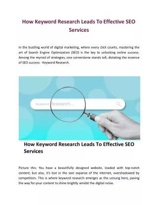 How Keyword Research Leads To Effective SEO Services