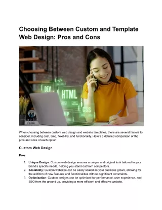 Choosing Between Custom and Template Web Design: Pros and Cons