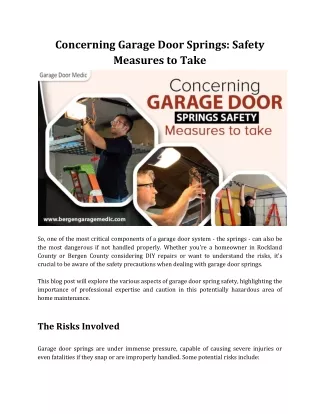 Concerning Garage Door Springs: Safety Measures to Take