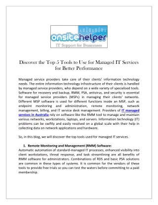 Discover the Top 5 Tools to Use for Managed IT Services for Better Performance
