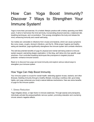 How Yoga Can Help Boost Immunity? Discover 7 Ways To Enhance Your Immune System!