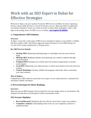 Work with an SEO Expert in Dubai for Effective Strategies