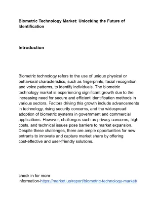 Biometric Technology Market: Unlocking New Possibilities in Healthcare