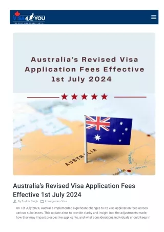 Australia's Revised Visa Application Fees Effective 1st July 2024