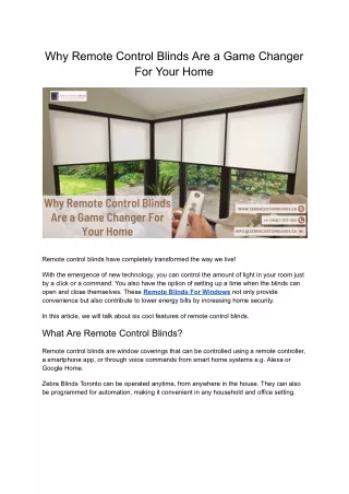 Why Remote Control Blinds Are a Game Changer For Your Home