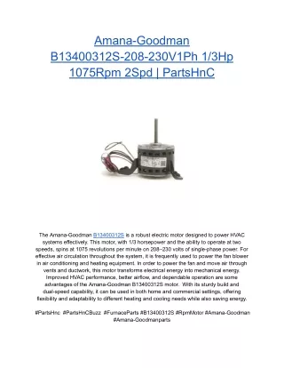 Amana-Goodman B13400312S-208-230V1Ph 1_3Hp 1075Rpm 2Spd _ PartsHnC