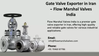 Gate Valve Exporter in Iran - Flow Marshal Valves India