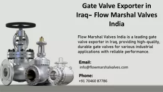 Gate Valve Exporter in Iraq- Flow Marshal Valves India