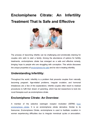 pdf Enclomiphene Citrate_ An Infertility Treatment That Is Safe and Effective