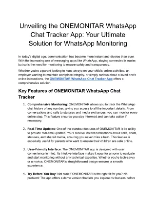 Unveiling the ONEMONITAR WhatsApp Chat Tracker App_ Your Ultimate Solution for WhatsApp Monitoring