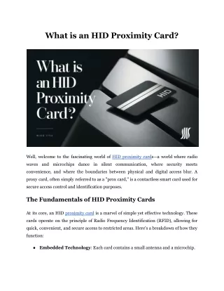What is an HID Proximity Card?