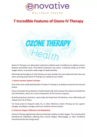 7 Incredible Features of Ozone IV Therapy