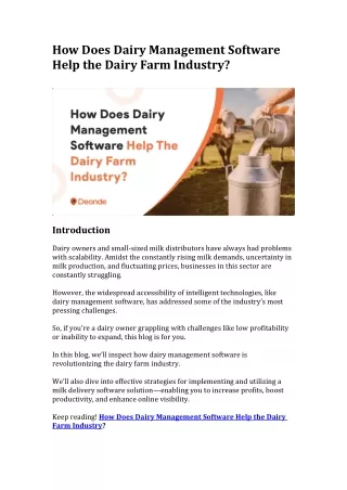 How Does Dairy Management Software Help the Dairy Farm Industry?