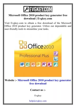 Microsoft Office 2010 product key generator free download   Evgkey.com