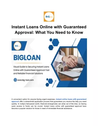 Big-Loan: Your Trusted Source for Instant Loans Online with Guaranteed Approval