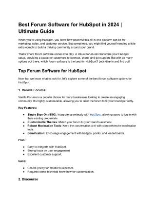 Best Forum Software for HubSpot in 2024 _ Ultimate Guide