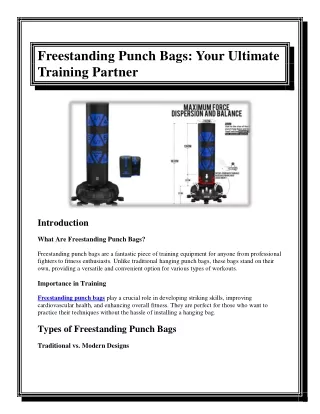 Freestanding Punch Bags Your Ultimate Training Partner