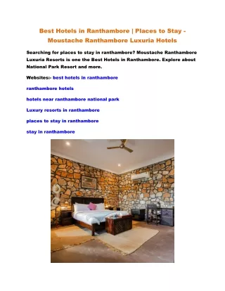 Best Hotels in Ranthambore | Places to Stay - Moustache Ranthambore Luxuria Hote