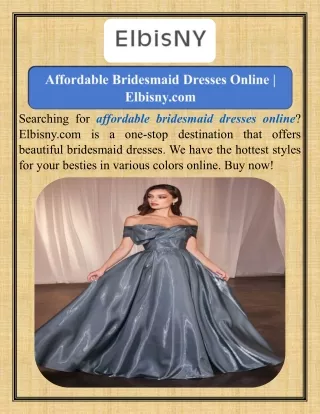 Affordable Bridesmaid Dresses Online  Elbisny.com