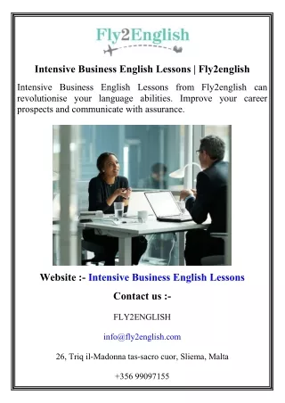 Intensive Business English Lessons   Fly2english