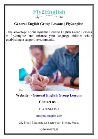 General English Group Lessons   Fly2english