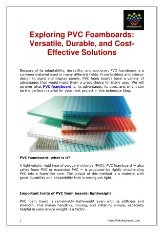 Exploring PVC Foamboards Versatile, Durable, and Cost-Effective Solutions