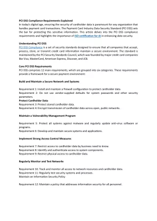 PCI DSS Compliance Requirements Explained