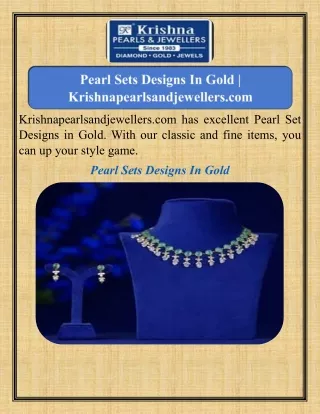 Pearl Sets Designs In Gold   Krishnapearlsandjewellers.com