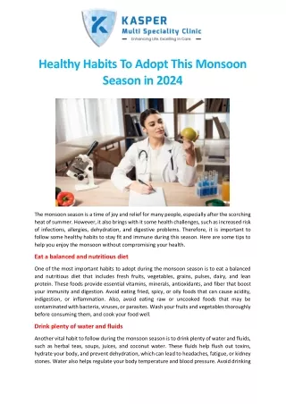 Healthy habits to adopt this monsoon season in 2024