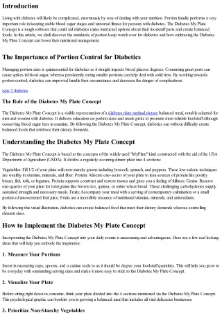 Portion Control for Diabetics: Embracing the Diabetes My Plate Concept