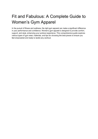 Fit and Fabulous_ A Complete Guide to Women’s Gym Apparel