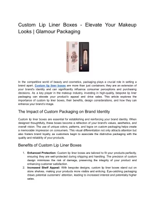 Custom Lip Liner Boxes - Elevate Your Makeup Looks _ Glamour Packaging