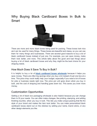 Why Should You Buy Black Cardboard Boxes Wholesale