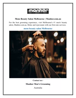 Mens Beauty Salon Melbourne  Manhor.com