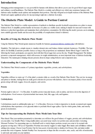 The Diabetic Plate Model: A Guide to Portion Control