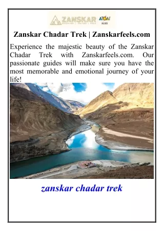 Zanskar Chadar Trek  Zanskarfeels.com