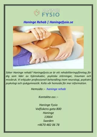 Haninge Rehab  Haningefysio.se