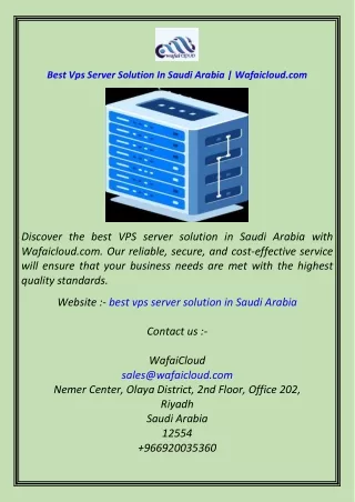 Best Vps Server Solution In Saudi Arabia  Wafaicloud.com