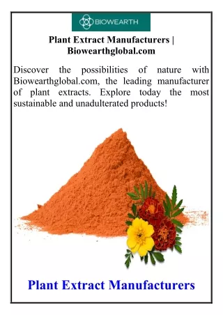Plant Extract Manufacturers Biowearthglobal.com