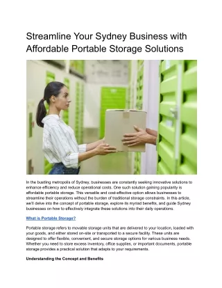 Streamline Your Sydney Business with Affordable Portable Storage Solutions