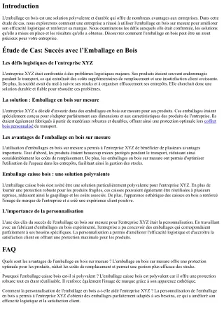 Étude de Cas: Succès avec l’Emballage en Bois