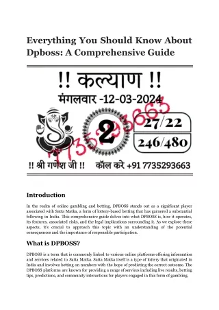 Everything You Should Know About Dpboss_ A Comprehensive Guide