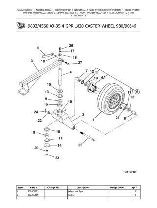 JCB 190THF Robot Parts Catalogue Manual (Serial Number  00888765-00889999)