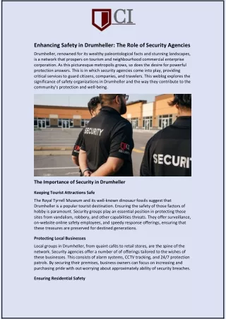 Enhancing Safety in Drumheller: The Role of Security Agencies
